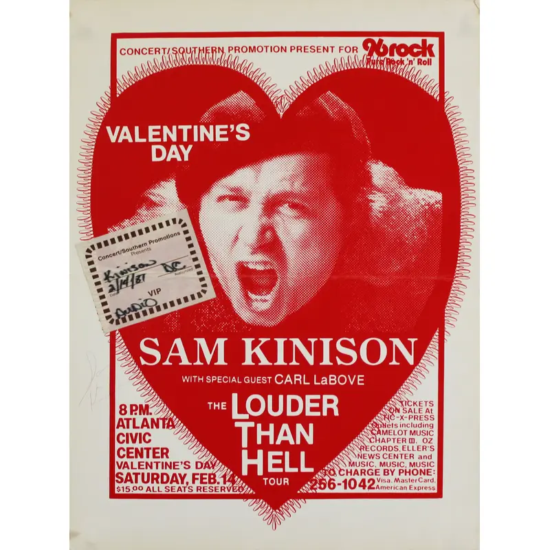 Sam Kinison Signed 14x19 Louder Than Hell Concert Promotion Poster BAS #AE06761