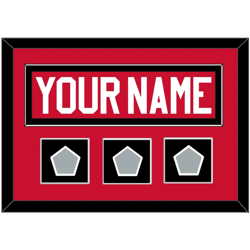 Chicago Nameplate & 3 Stanley Cup Champions Patches - Home Red (2007-2017) - Single Mat 2