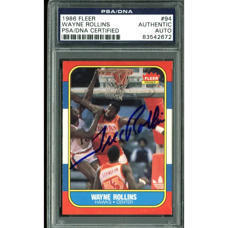 Hawks Wayne Tree Rollins Authentic Signed 1986 Fleer #94 Auto Card PSA/DNA Slab