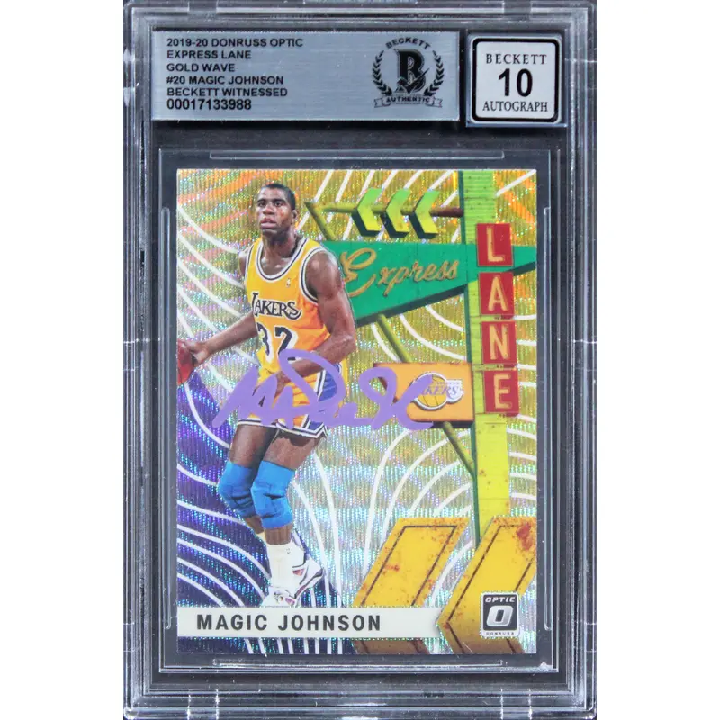 Lakers Magic Johnson Signed 2019 Donruss Optic EL #20 Card Auto 10! BAS Slabbed