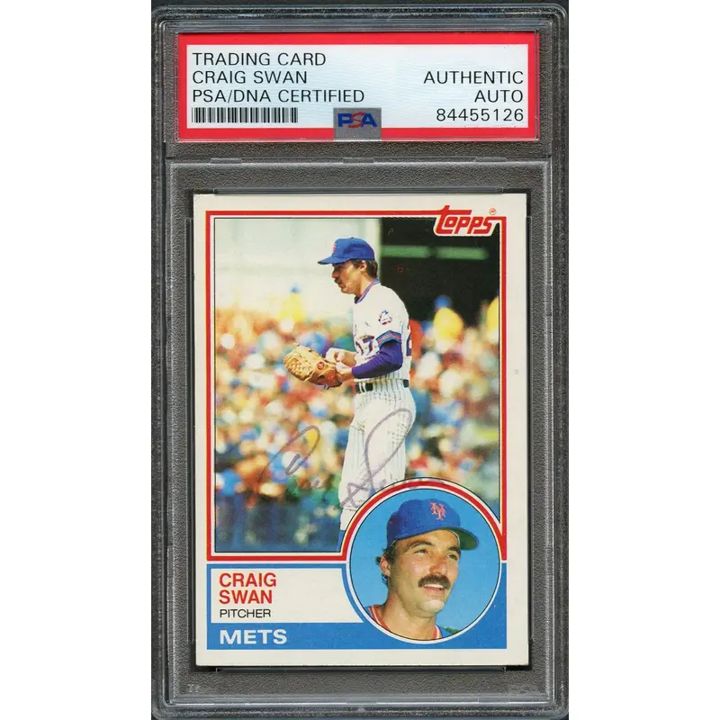 1983 Topps #292 Craig Swan Signed Card PSA Slabbed Auto Mets