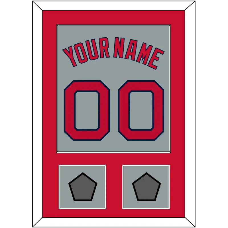 Boston Name, Number & Two World Series Jersey Patches - Road Gray - Single Mat 2