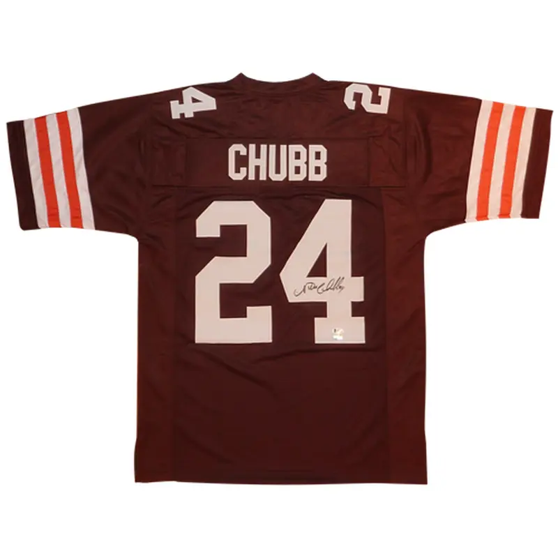 Nick Chubb Autographed Cleveland (Brown #24) Custom Jersey - Beckett
