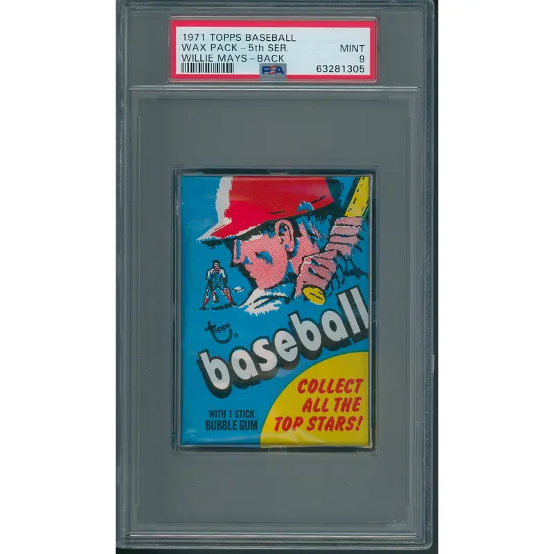 1971 Topps Baseball Unopened 5th Series Wax Pack PSA 9 Mays Back