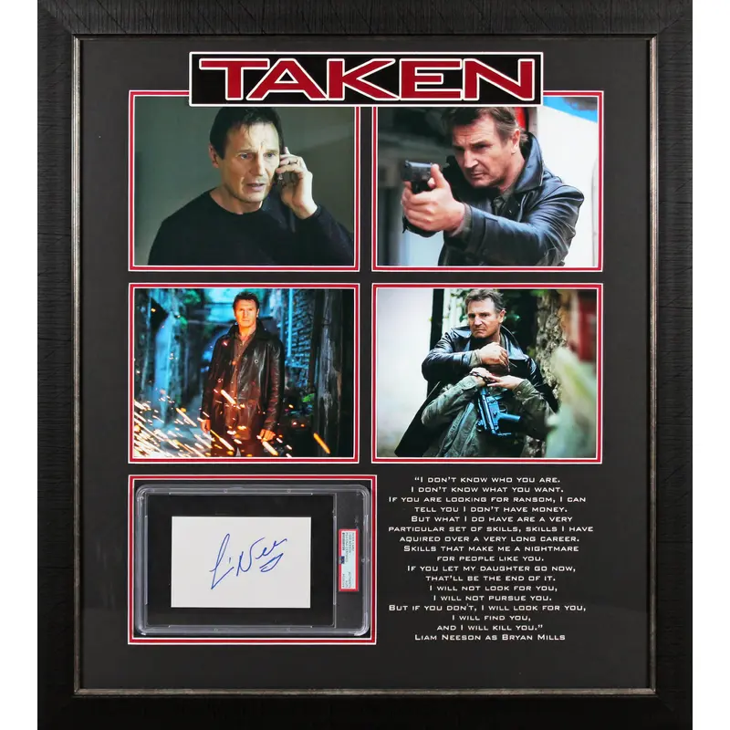 Liam Neeson Authentic Signed & Framed 4x6 Index Card PSA/DNA Slabbed