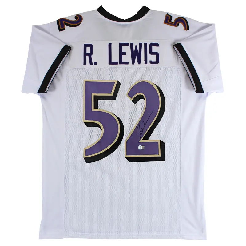 Ray Lewis Authentic Signed White Pro Style Jersey Autographed BAS Witnessed