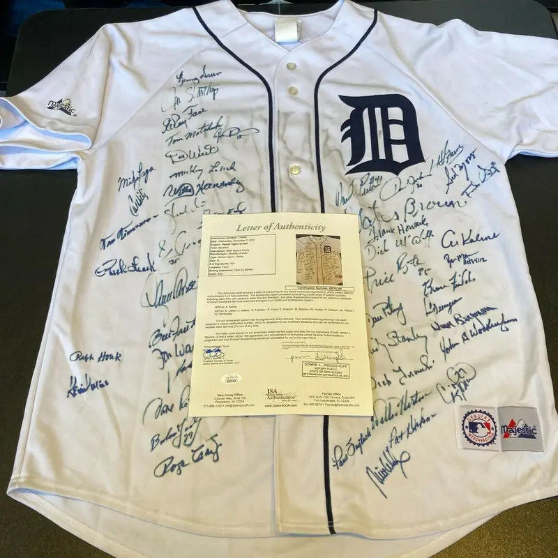 1968 & 1984 Detroit Tigers World Series Champs Team Signed Jersey 50+ Sigs JSA