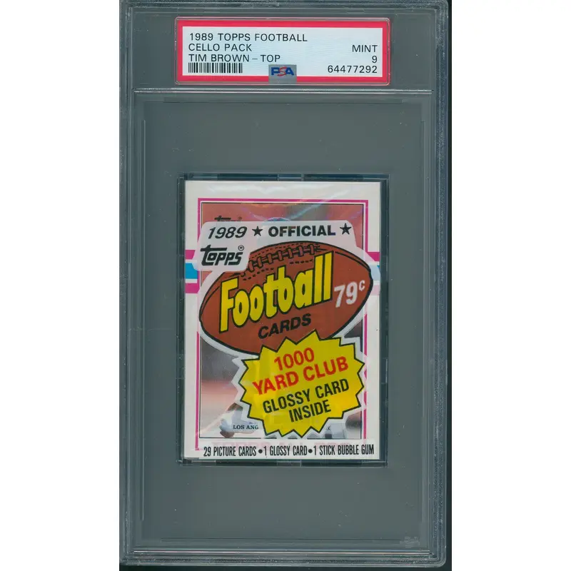 1989 Topps Football Unopened Cello Pack PSA 9 Tim Brown Top *7292