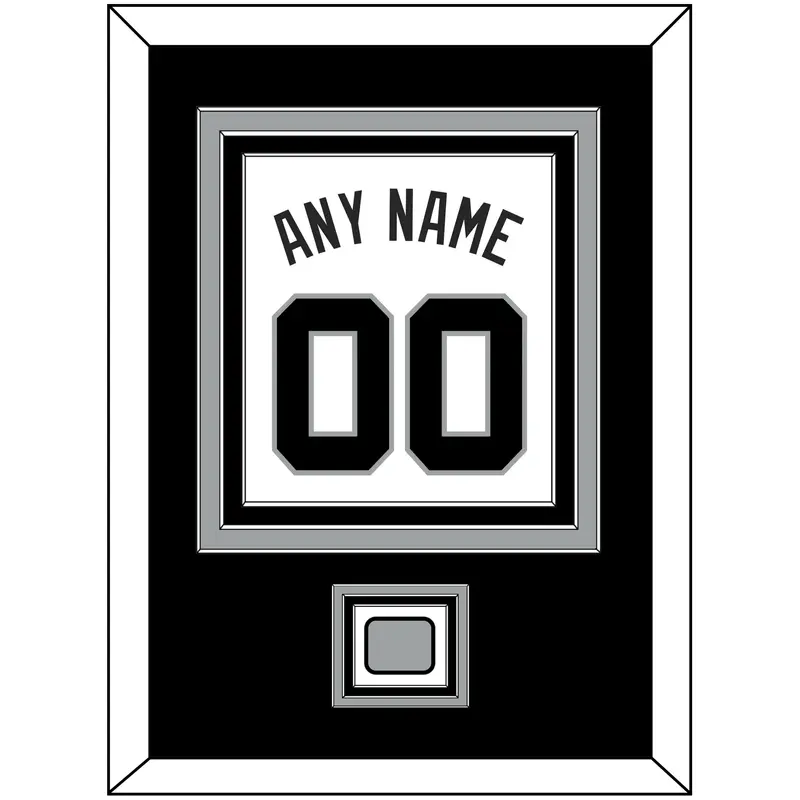 San Antonio Name & Numbers With Champions Patch - Home White (1989-2002) - Triple Mat 2