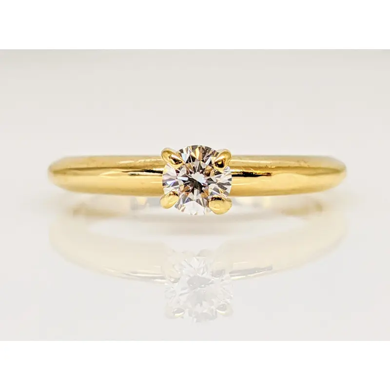 18K .22 CARAT TOTAL VS1 H DIAMOND ROUND SOLITAIRE ESTATE RING 2.3 GRAMS