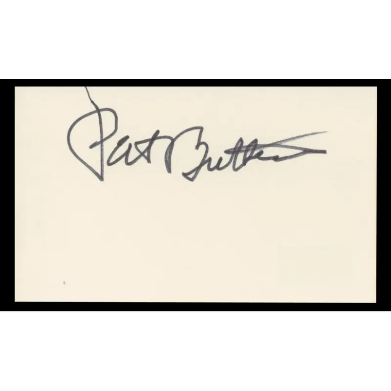 Pat Buttram Green Acres Authentic Signed 3x5 Index Card BAS #BT01244