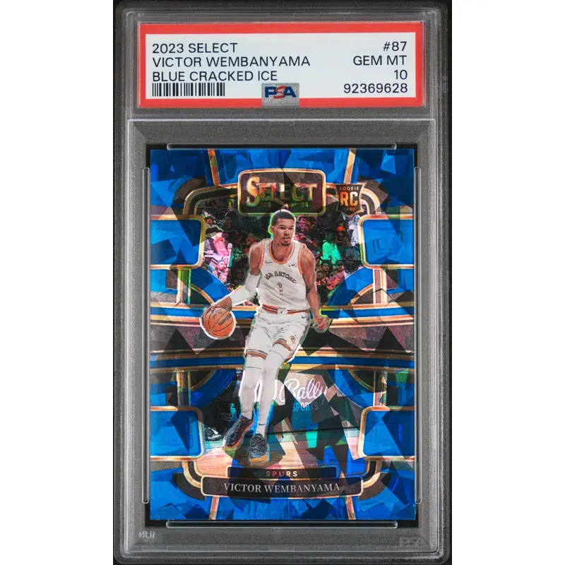 Victor Wembanyama 2023 Panini Select #87 Blue Cracked Ice PSA 10 Gem Mint