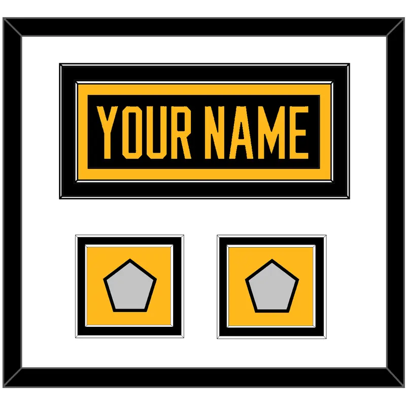 Pittsburgh Nameplate & 2 Stanley Cup Champions Patches - Home Black - Double Mat 1
