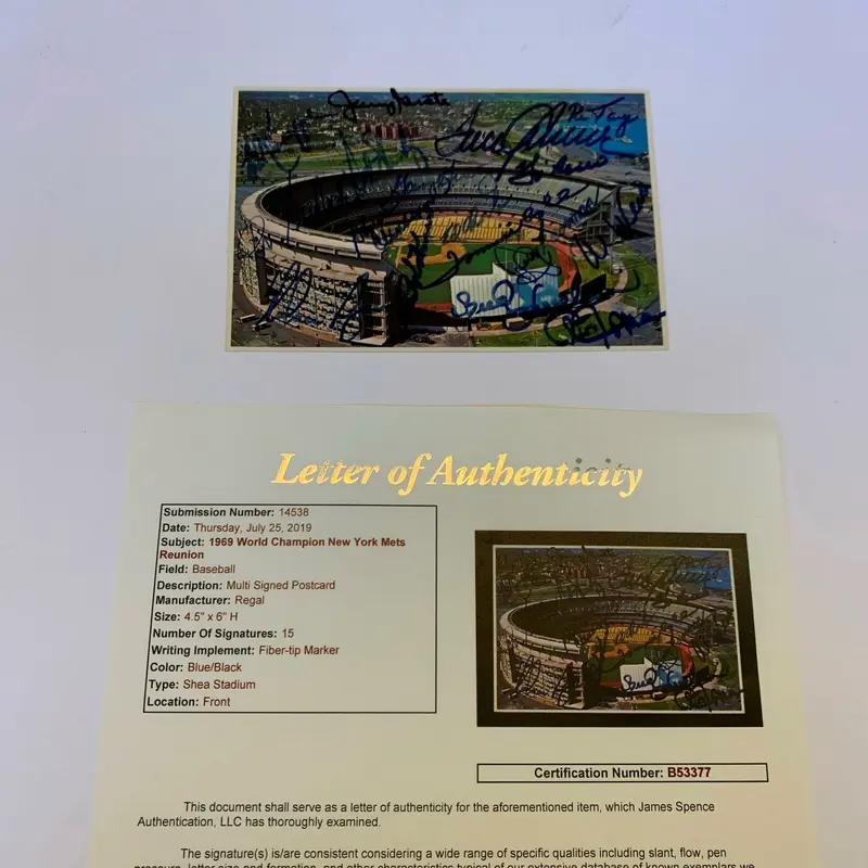 1969 NY Mets World Series Champs Team Signed Postcard Nolan Ryan Tom Seaver JSA