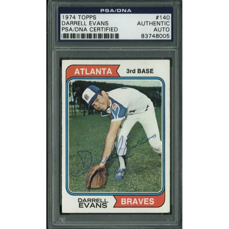 Braves Darrell Evans Authentic Signed Card 1974 Topps #140 PSA/DNA Slabbed