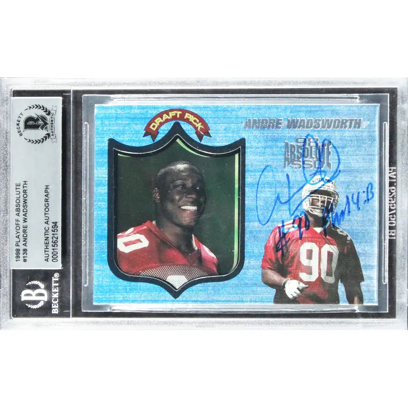 Cardinals Andre Wadsworth Signed 1998 Playoff Absolute #138 Rookie Card BAS Slab