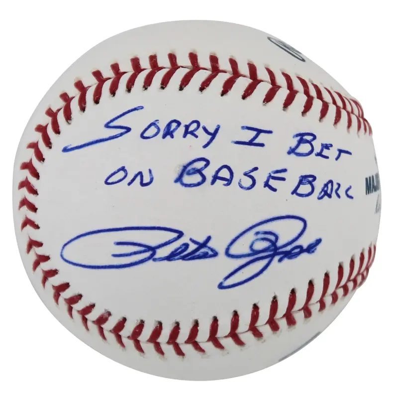 Reds Pete Rose "Sorry I Bet On Baseball" Signed Oml Baseball BAS #BJ19806