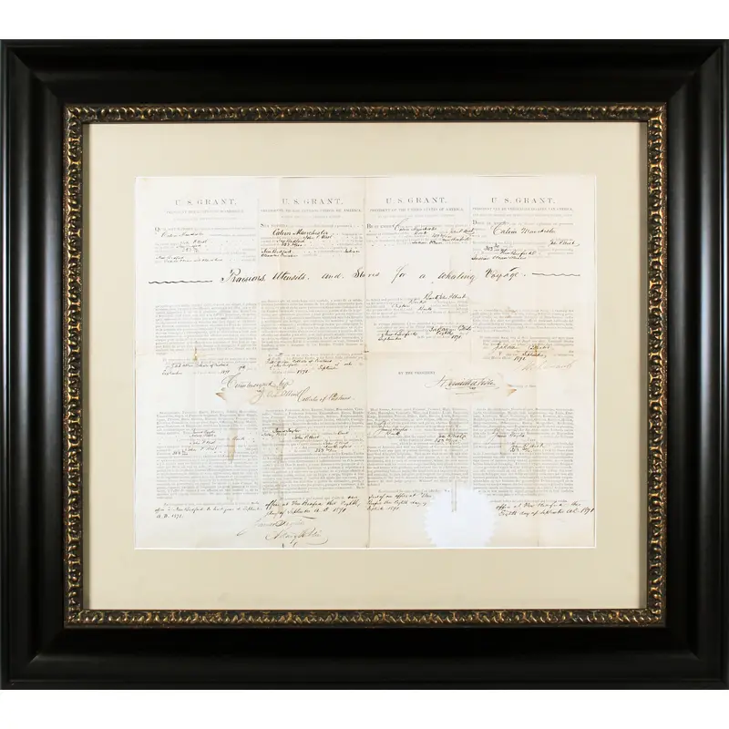 Ulysses S. Grant Signed & Framed 16x20 4 Language Ship's Passport BAS #AC26907