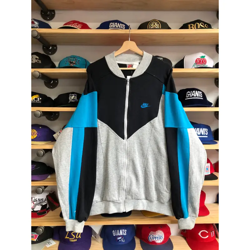 Vintage 90s Gray Tag Nike Full Zip Colorblocked Sweater XL/2XL