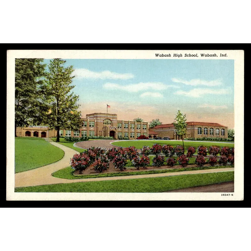 Vintage Wabash, Indiana HS Postcard