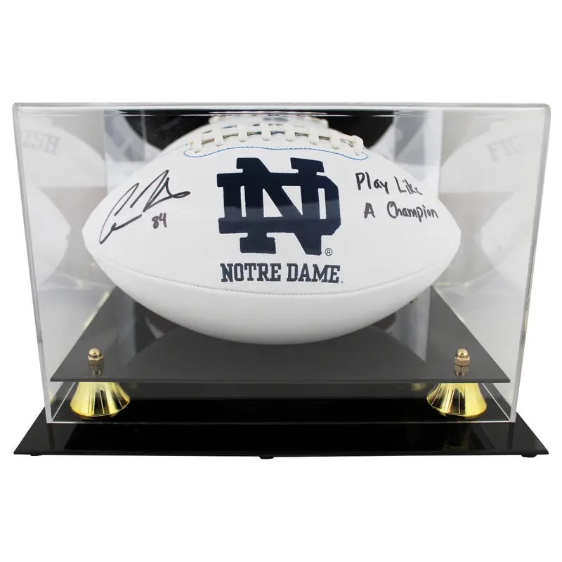 Notre Dame Cole Kmet "PLAC" Signed White Panel Football W/ Case BAS Witnessed