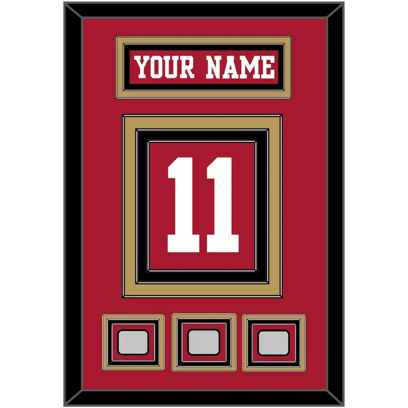 San Francisco Nameplate & Number (Back) With 3 Super Bowl Patches - Home Red - Triple Mat 3
