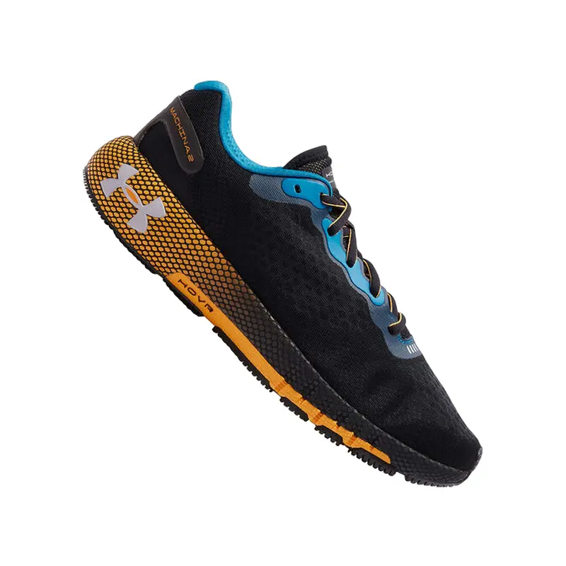 UNDER ARMOUR MENS TENNIS SHOE BLACK,BLUE,YELLOW UA HOVR MACHINA 2, 3023539-004