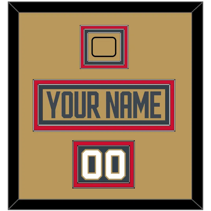 Vegas Nameplate, Number (Shoulder) & Jersey Logo Patch - Alternate Gold - Triple Mat 2