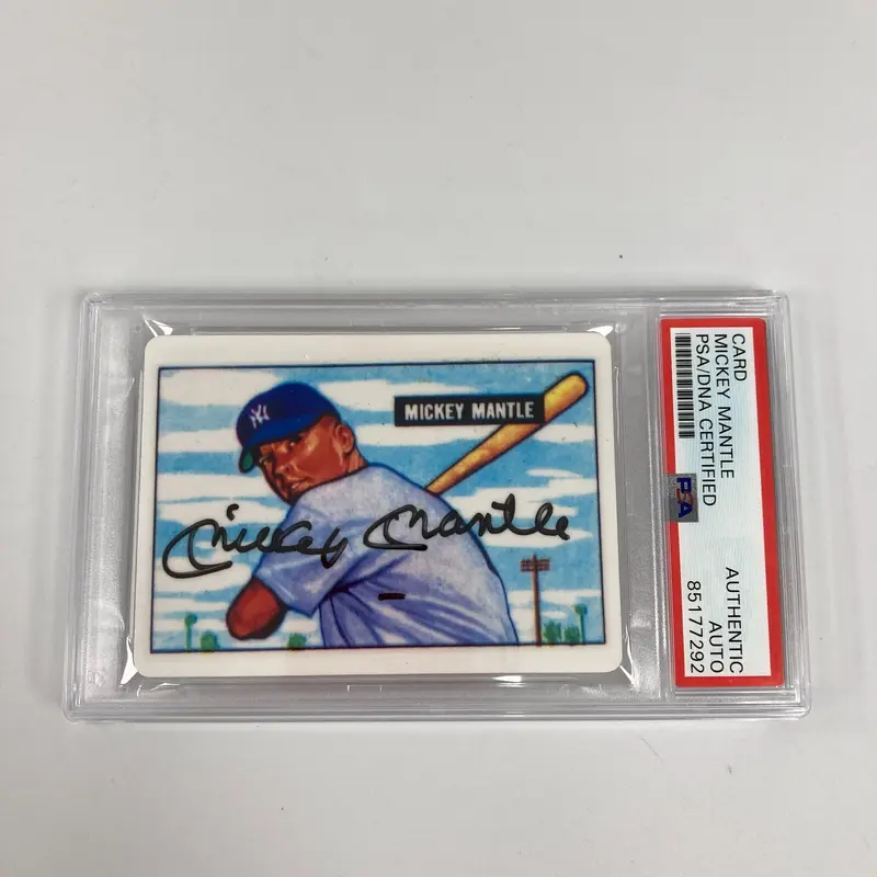 1951 Bowman Mickey Mantle Signed Porcelain Baseball Card RC PSA DNA Certified