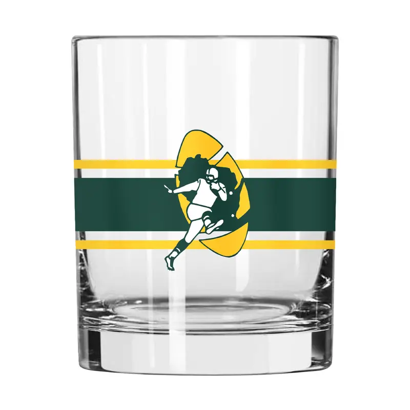 Green Bay Packers Throwback 14oz Stripe Rocks Glass