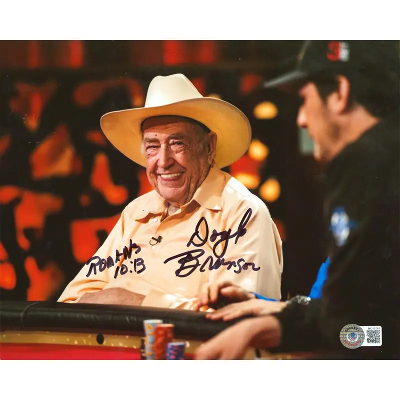 Doyle Brunson "Romans 10:13" Authentic Signed 8x10 Horizontal Photo BAS #BC13785