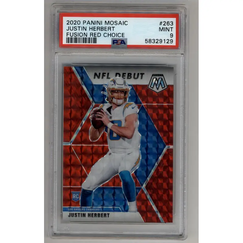 Justin Herbert 2020 Mosaic Fusion Red Choice 30/80 PSA 9 Mint