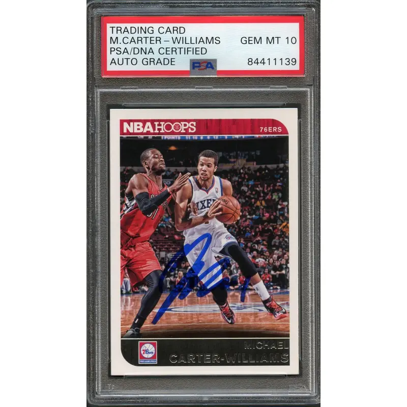2014-15 NBA Hoops #74 Michael Carter-Williams Signed Card AUTO 10 PSA Slabbed 76ers
