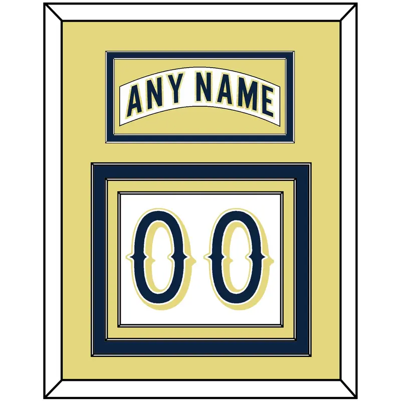 Notre Dame Hockey Nameplate & Number (Back) - Home White - Triple Mat 4