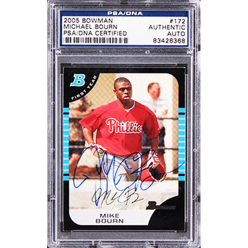 Phillies Michael Bourn Authentic Signed 2005 Bowman #172 Card PSA/DNA Slabbed