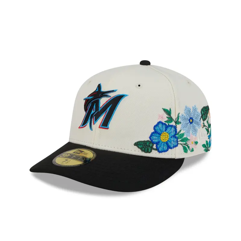 New Era - 59FIFTY Fitted Cap - Miami Marlins - TONAL FLORAL - Chrome