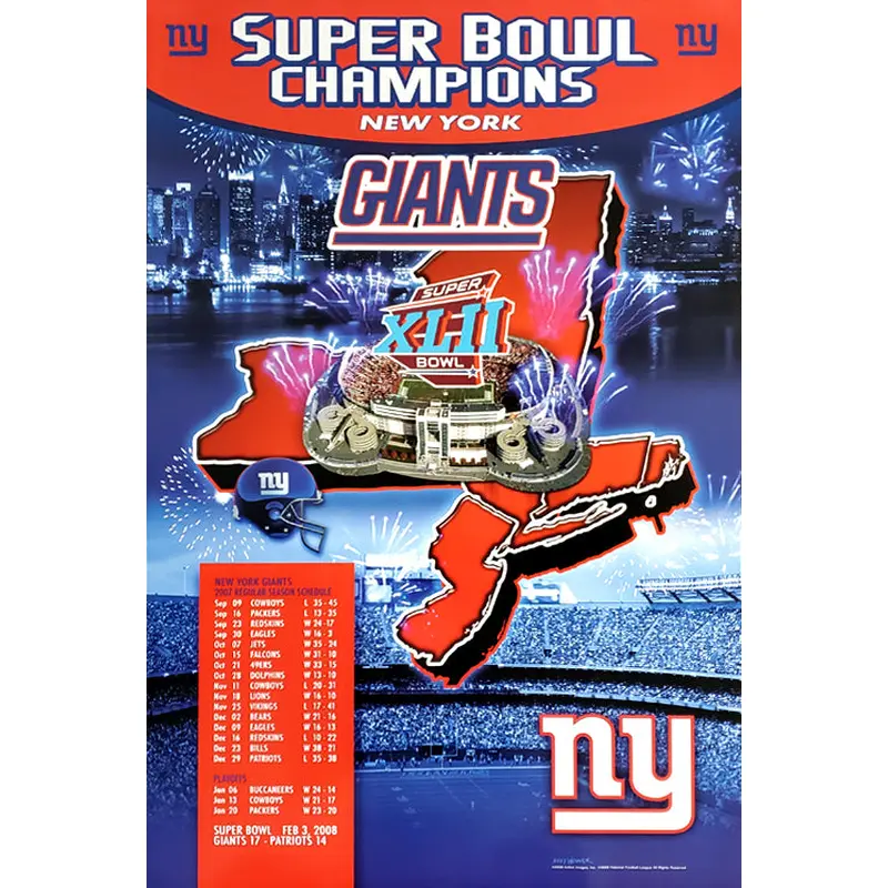 New York Giants "Giants Country" Super Bowl XLII Champions Poster- Action Images 2008