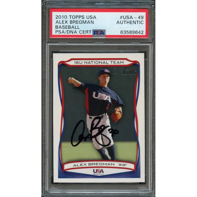 2010 Topps USA 16U #49 Alex Bregman Signed Card PSA Slabbed Auto USA
