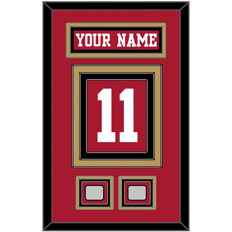 San Francisco Nameplate & Number (Back) With 2 Super Bowl Patches - Home Red - Triple Mat 3