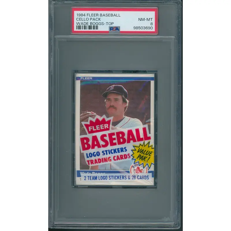 1984 Fleer Baseball Unopened Cello Pack PSA 8 Boggs Top *3690