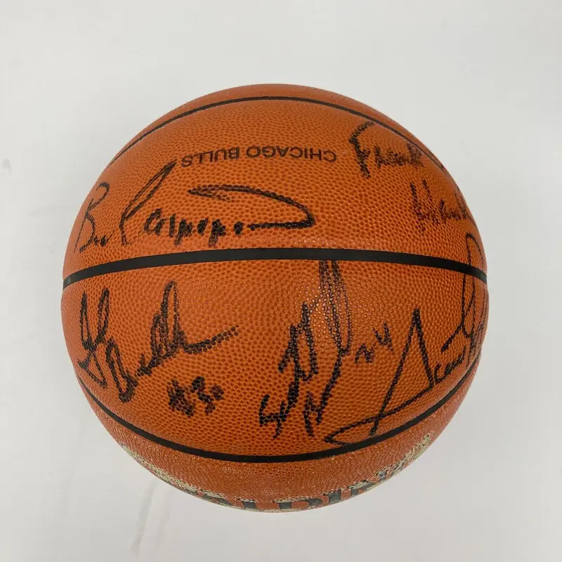 1997-98 Chicago Bulls NBA Champs Team Signed Game Basketball The Last Dance JSA