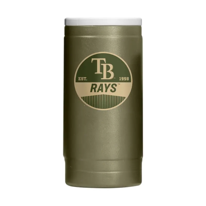 Tampa Bay Rays Badge Powder Coat Slim Can Coolie