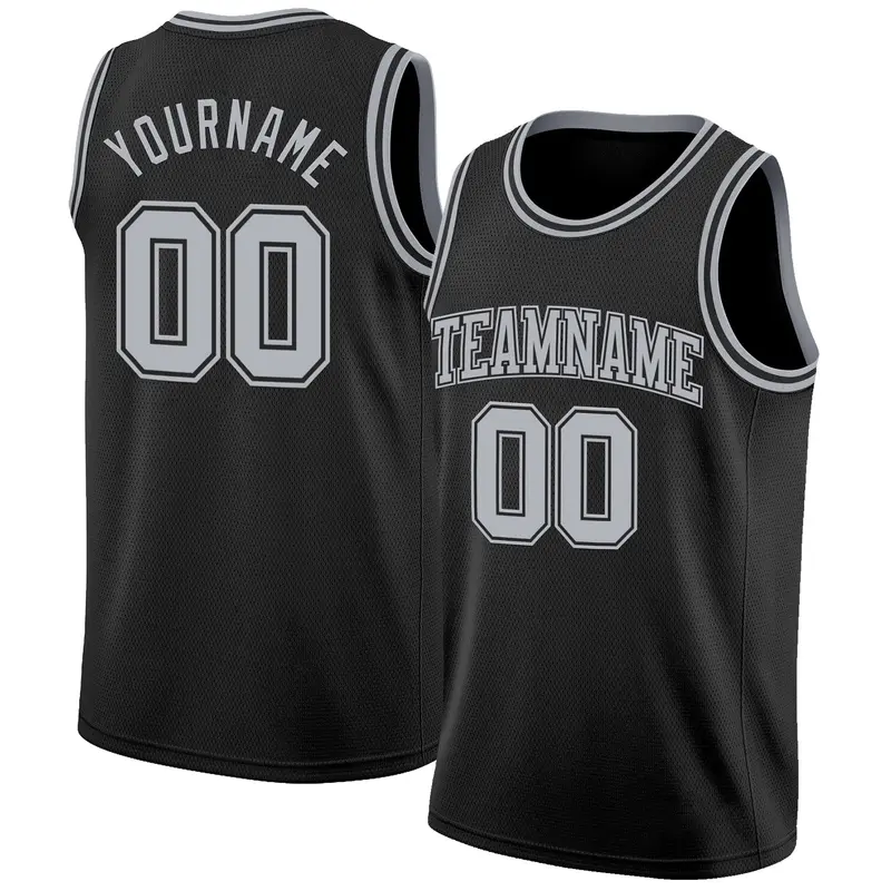 Custom Black Gray Authentic Basketball Jersey