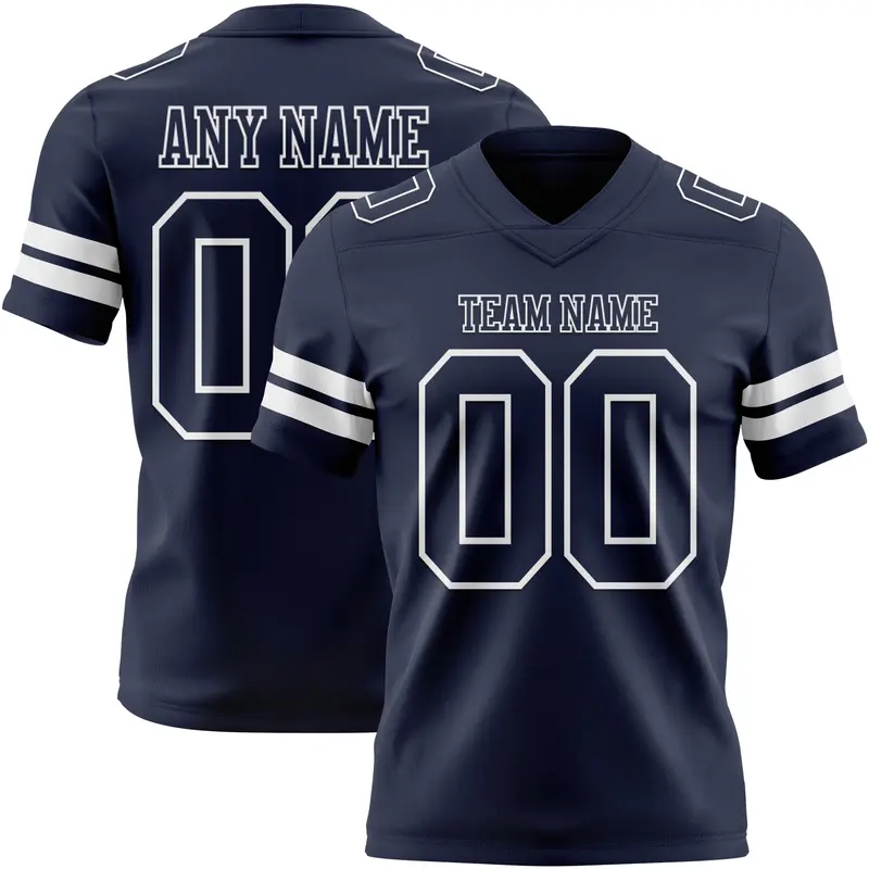 Custom Navy White Mesh Authentic Football Jersey