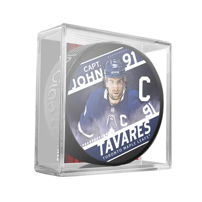 NHL Captain Series John Tavares Toronto Maple Leafs Souvenir Hockey Puck In Cube