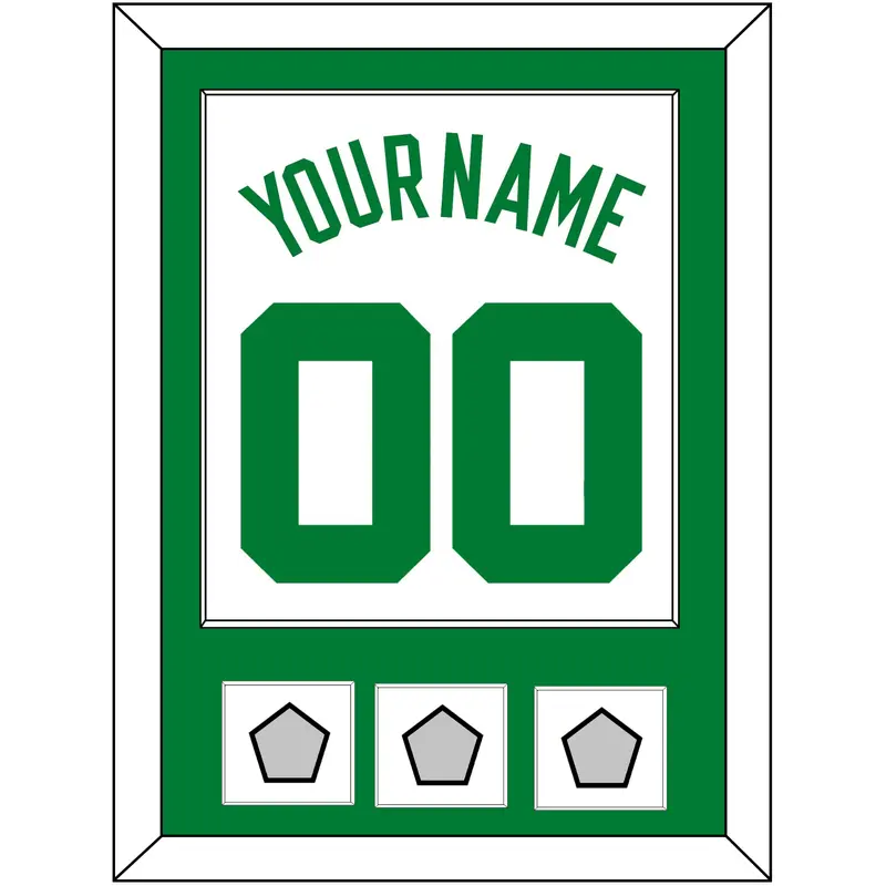Boston Name & Number With 3 Trophy Patches - Home White (1972-2018) - Single Mat 1