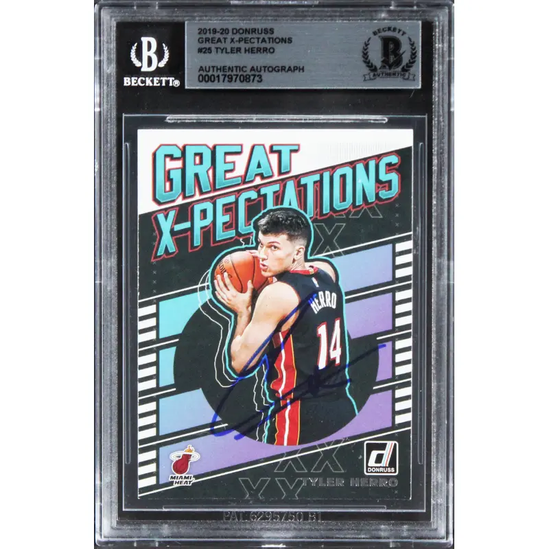 Heat Tyler Herro Signed 2019 Donruss Great X-Pectations #25 Rookie Card BAS Slab