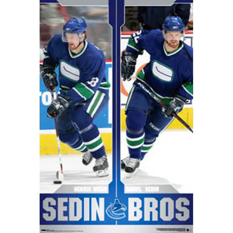 Henrik and Daniel Sedin "Sedin Bros" Vancouver Canucks NHL Hockey Poster - Costacos 2007