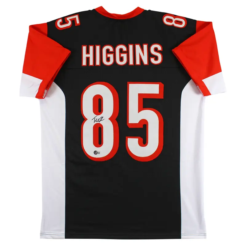 Tee Higgins Authentic Signed Black Pro Style Jersey Autographed BAS Witnessed