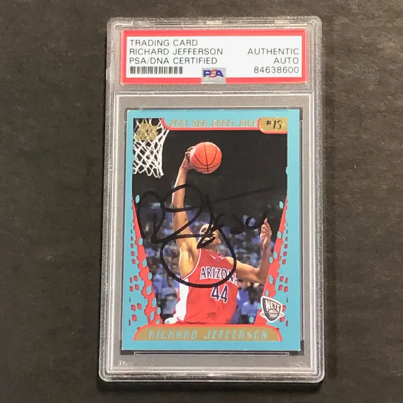 2001 NBA Topps #233 Richard Jefferson Signed Card AUTO PSA/DNA Slabbed Nets